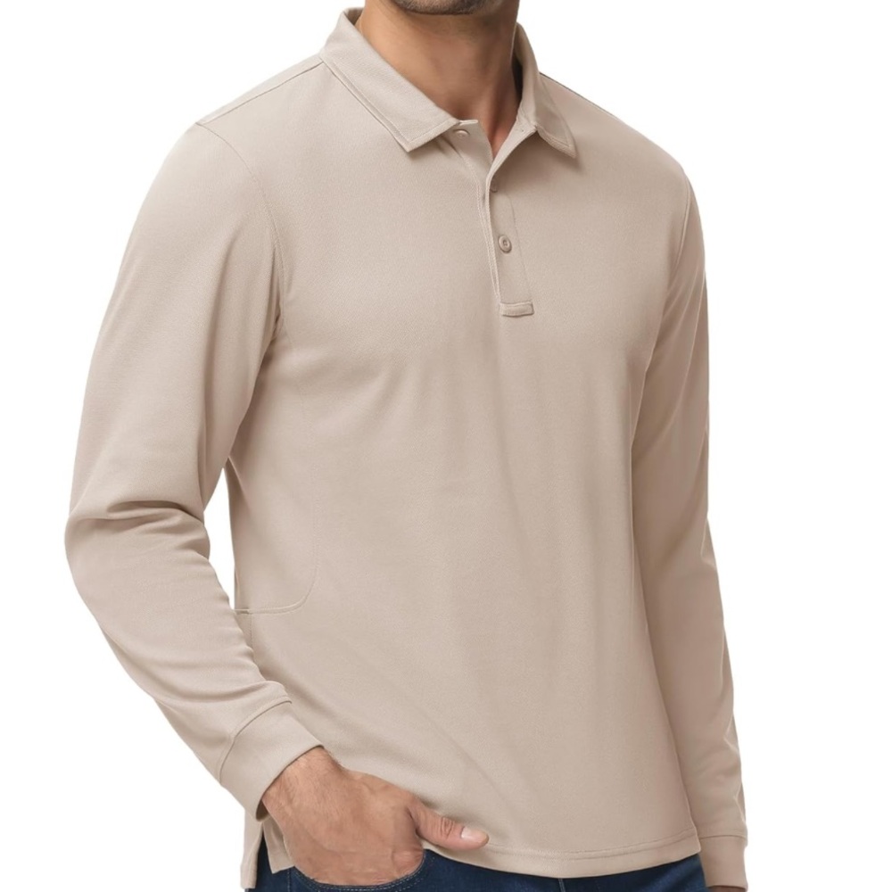 NWT Haimont Beige Long Sleeve Polo Shirt Size 2XL